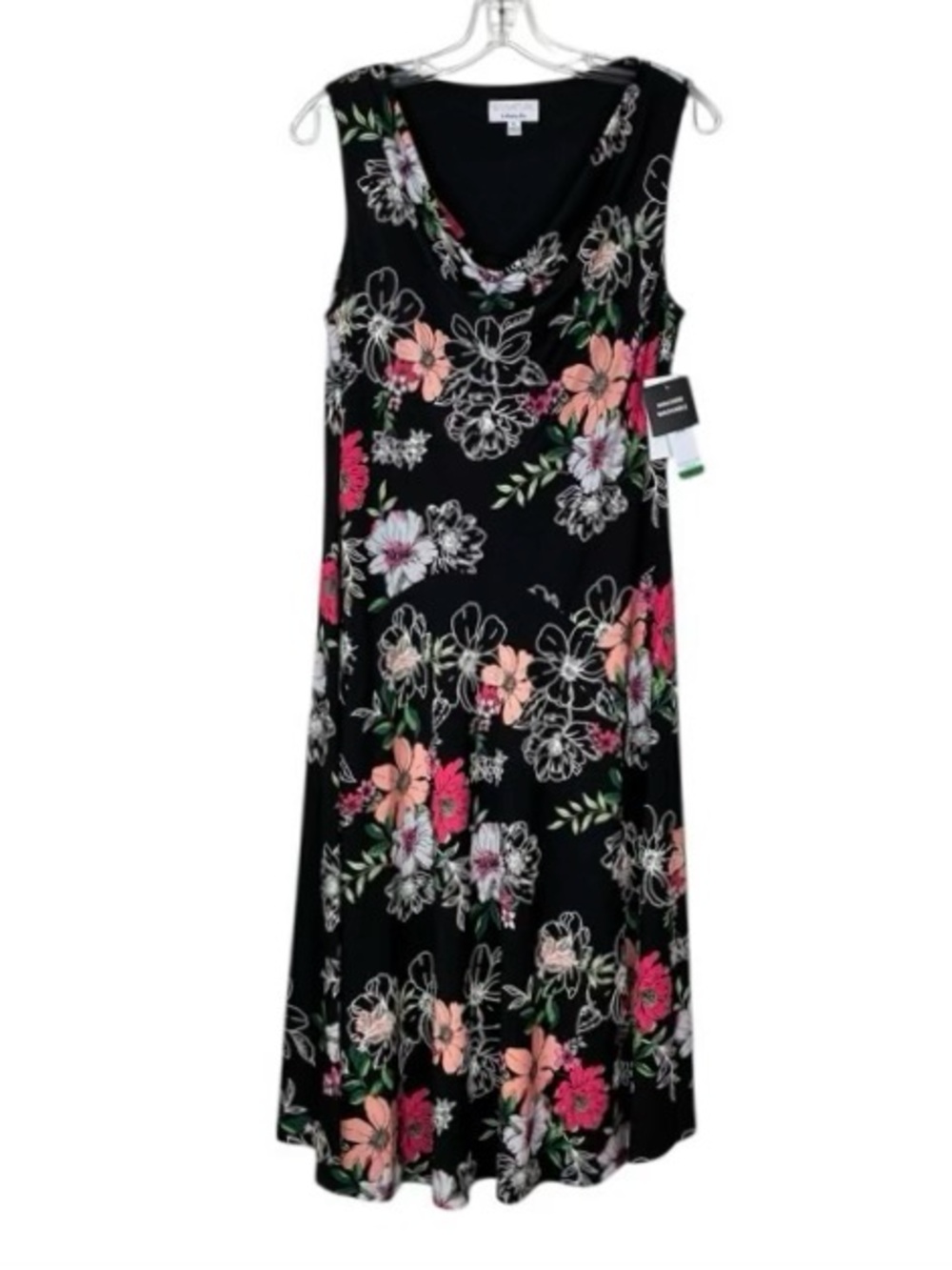 Signature by Robbie Bee Floral Print MIDI Dress Size Petite Large NWT